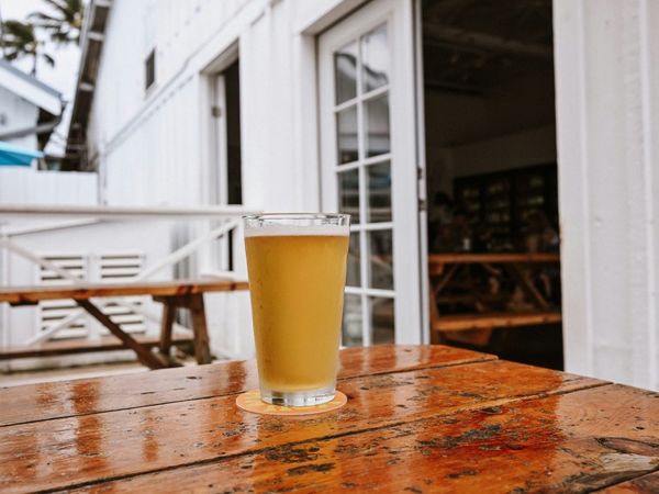 A cold pint on the clubhouse patio